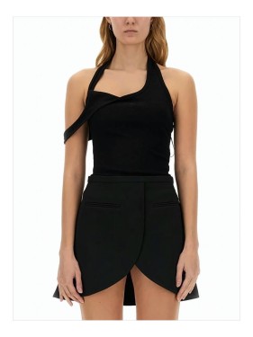 Courrèges Slash Dress In Black Fabric Ribbed Knit | THE LIST Courrèges Slash Dress In Black Fabric Ribbed Knit | THE LIST