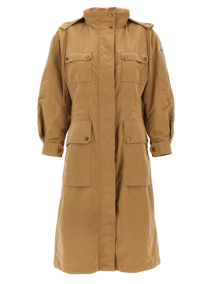 Moncler Nantes' Long Parka In Neutral