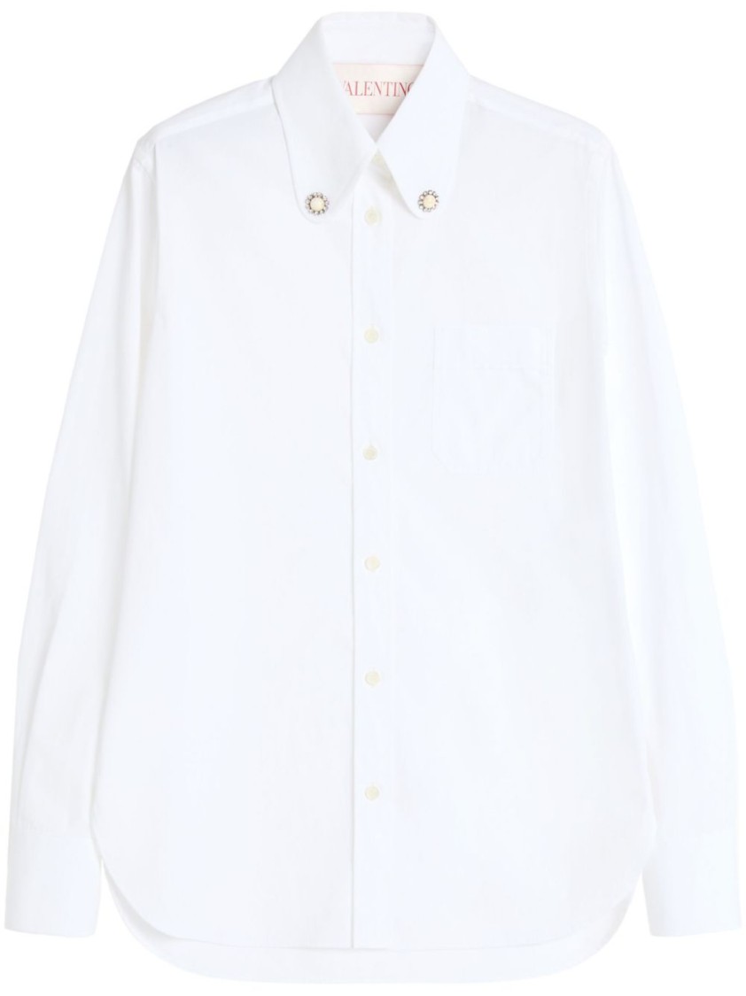 Valentino Tailored White Cotton Shirt With Decorative Buttons In White