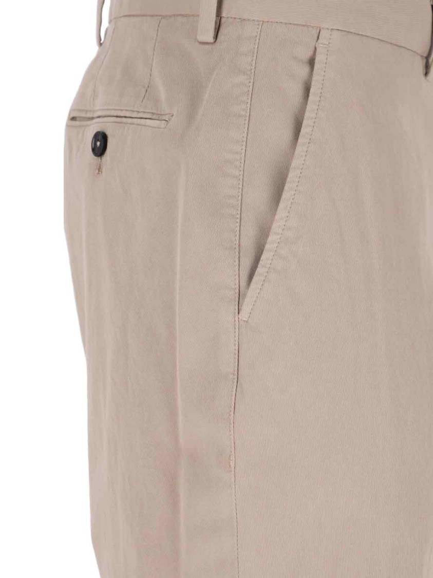 ZEGNA ZEGNA BEIGE COTTON CHINO PANTS WITH MEDIUM WAIST