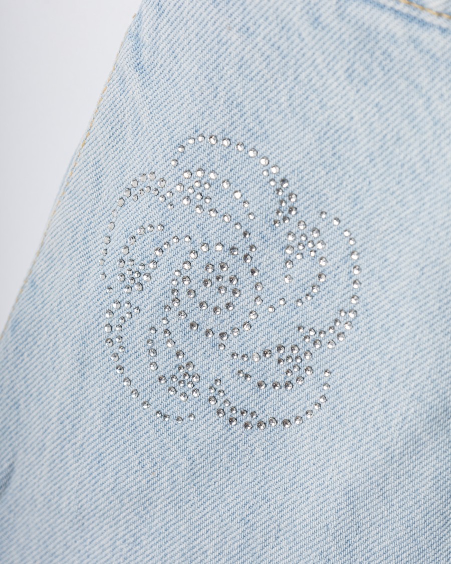 Rotate Birger Christensen Rotate High-waisted Denim Stud Shorts In Light Blue In Blue