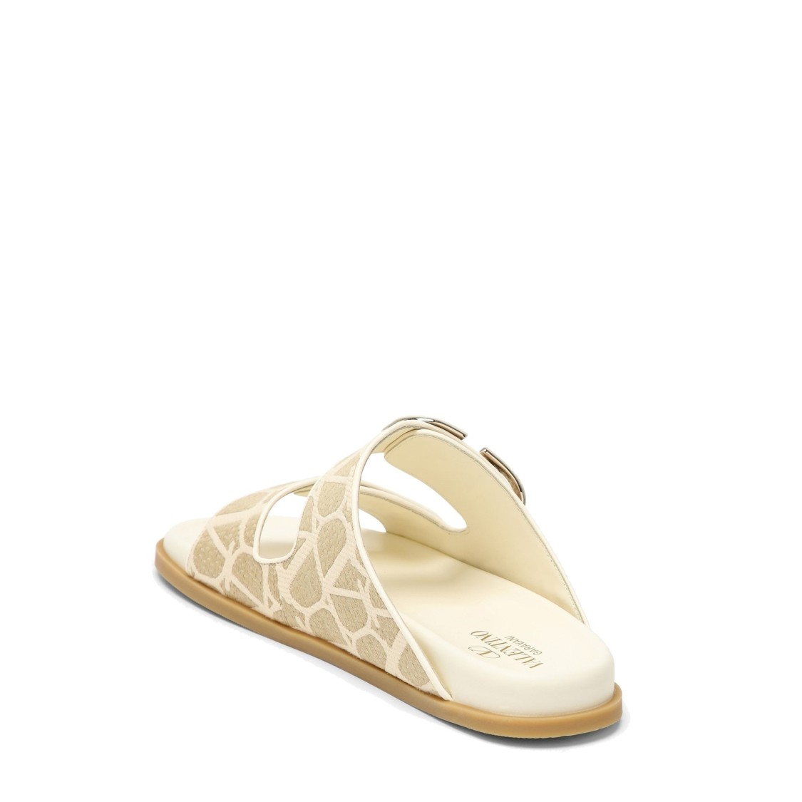 Valentino Vlogo Toile Iconographe Slide Sandal In Neutrals