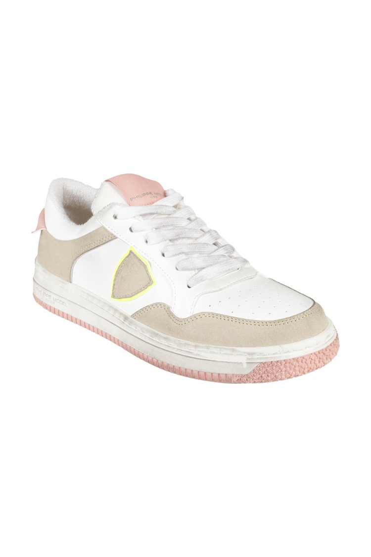 Philippe Model White And Pink Lyon Low Sneakers In White