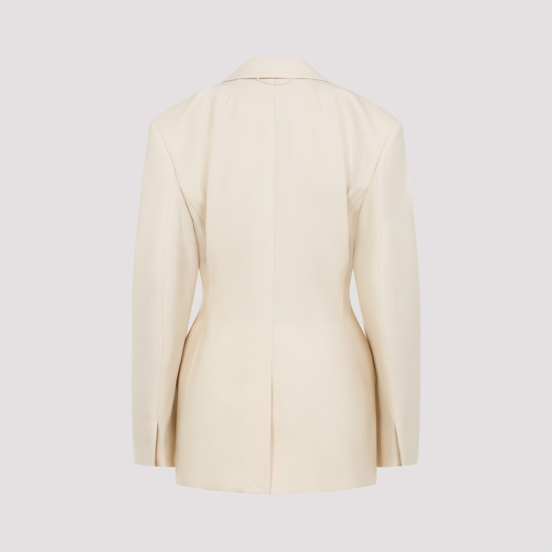Shop Carven Parchment White Wool Blazer With Notched Collar In Neutrals