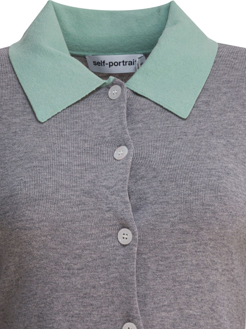 Self-portrait Buttoned Wool Cardigan In Gray