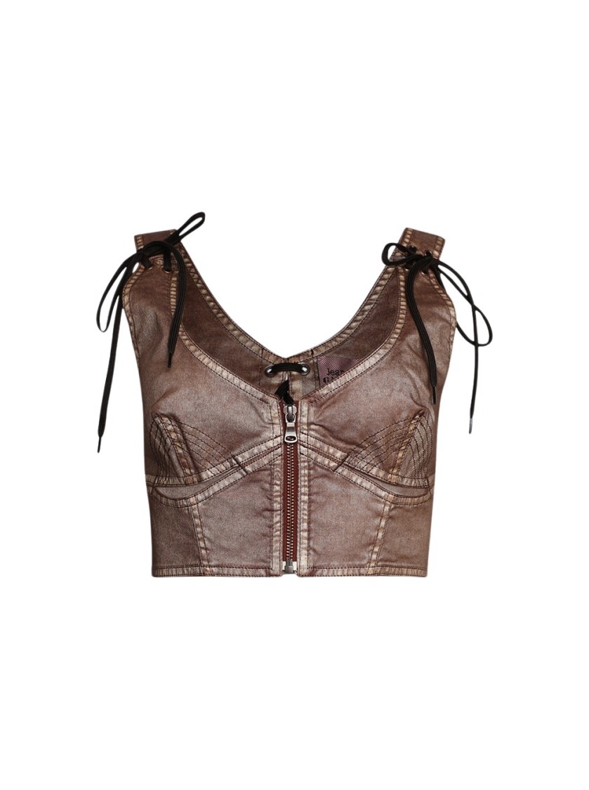 Shop Jean Paul Gaultier Laced Crop Top