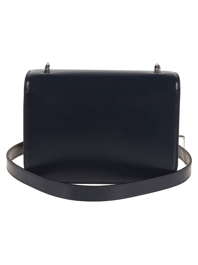 Tory Burch Structured Black Leather Shoulder Bag With Flap Closure
