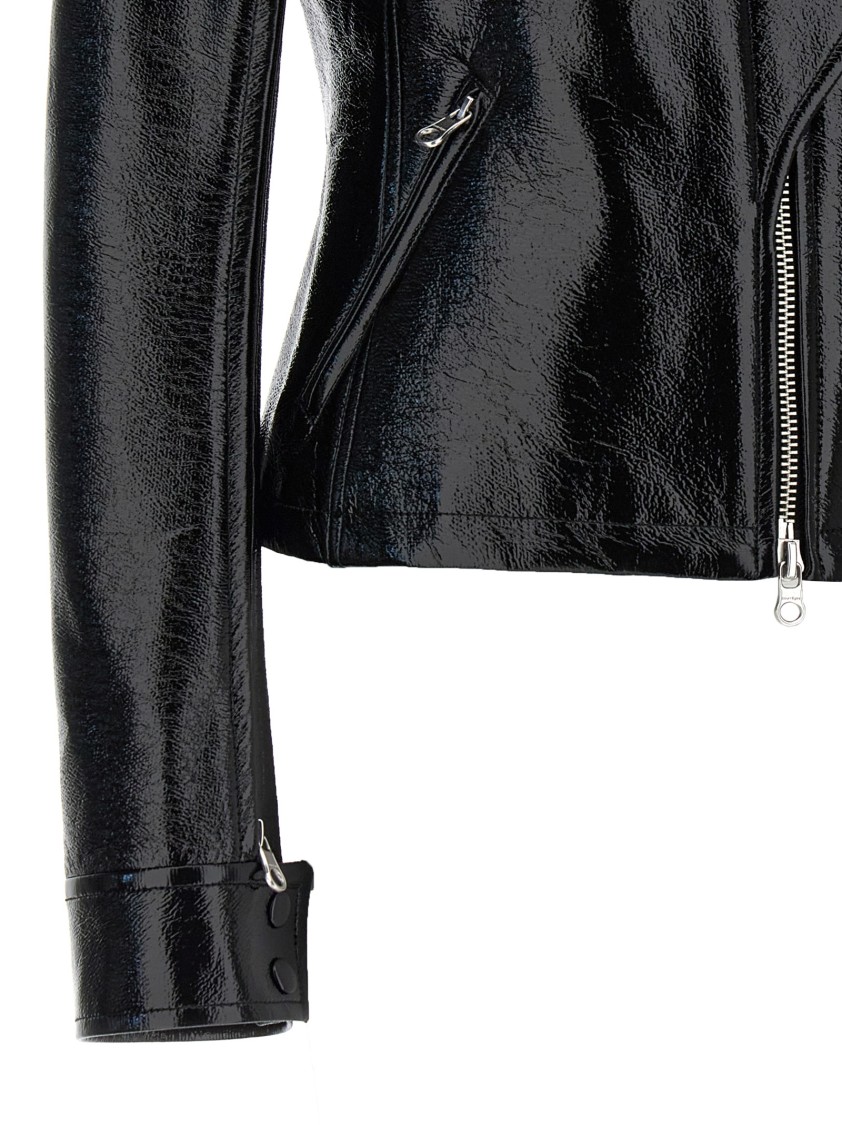 Courrèges Motorcycle Vinyl' Jacket In Black