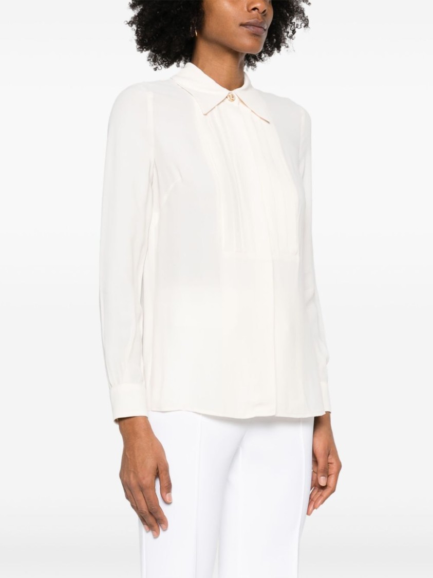 Elisabetta Franchi White Viscose Shirt With Pleated Design In White