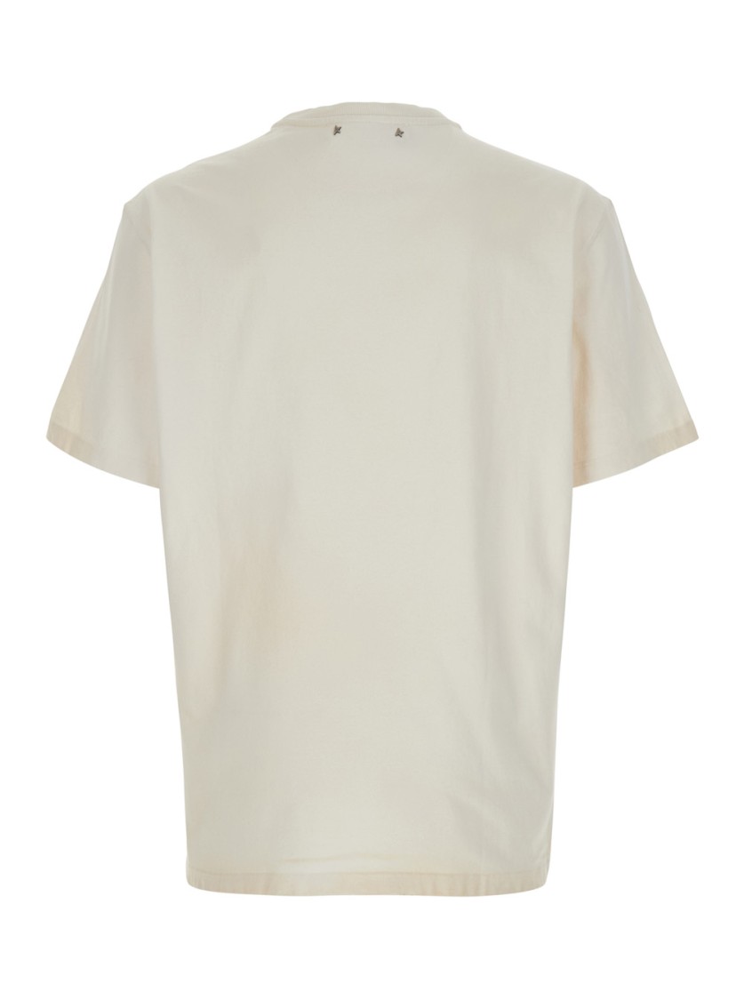 Shop Golden Goose Journey T-shirt Organic Gauze Cotton Jersey In White