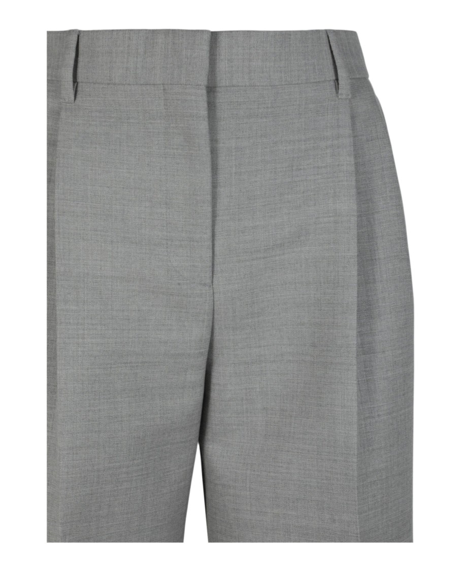 Burberry Gaelle Wide-leg Trousers Woman Pants Grey Size 10 Wool In Gray