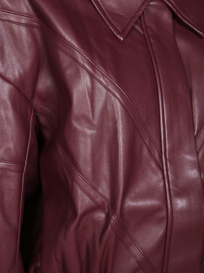 Rotate Birger Christensen Rotate Silk-finish Bomber Jacket With Ribbed Cuffs In Burgundy