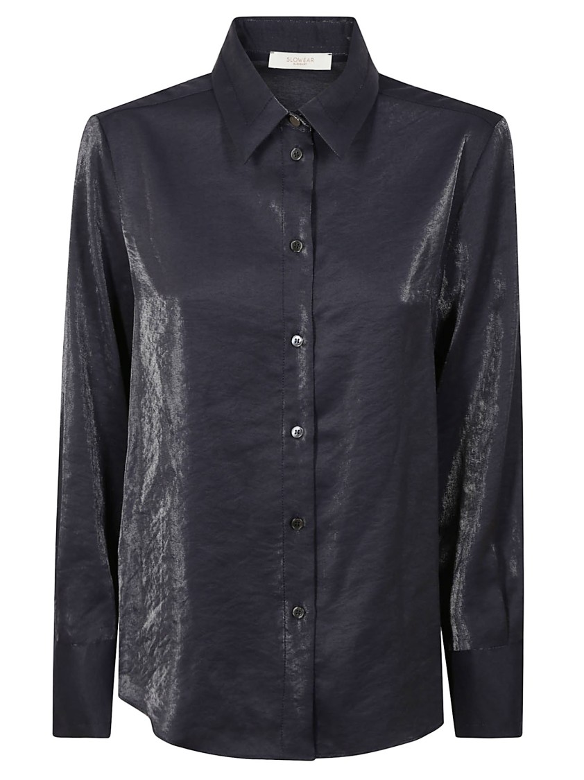 Glanshirt Structured Black Shirt With Classic Button-up Design In Black