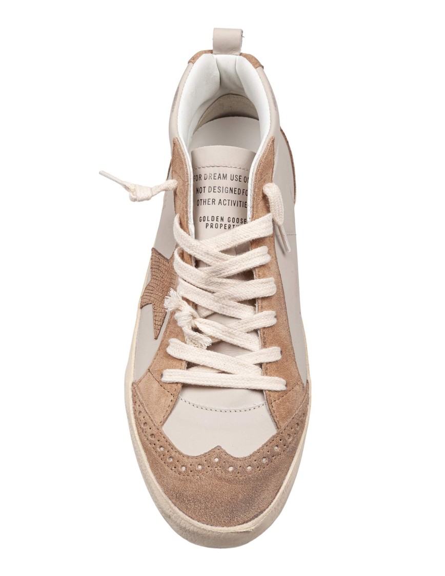 Golden Goose Mid Star Sneakers In Leather And Suede Color Grey/light Brown In Neutrals