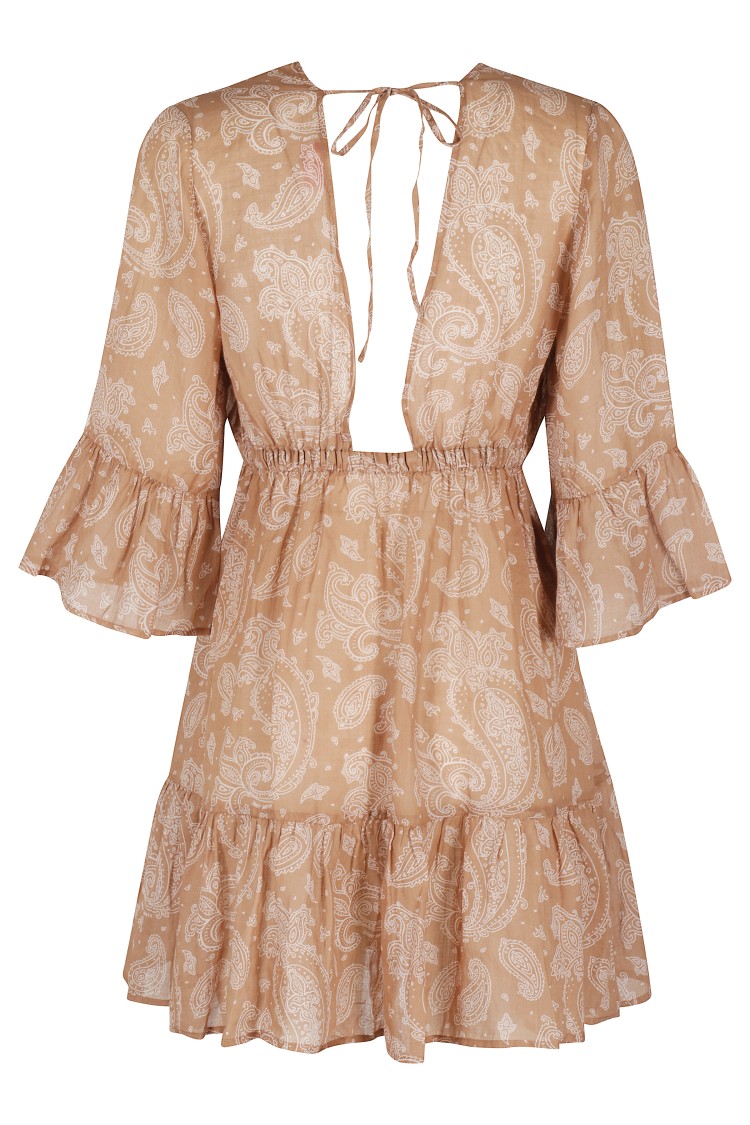 Shop Mc2 Saint Barth Tiered Mini Dress In Printed Linen