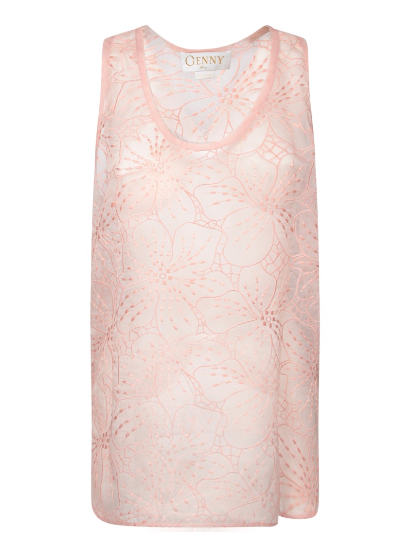 Shop Genny Silk Pink Top With Floral Pattern