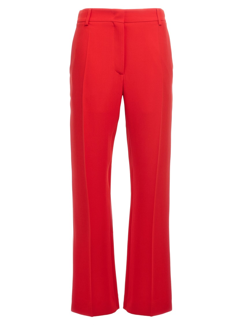 Valentino Garavani Silk Cady Trousers With Tailored Silhouette In Red