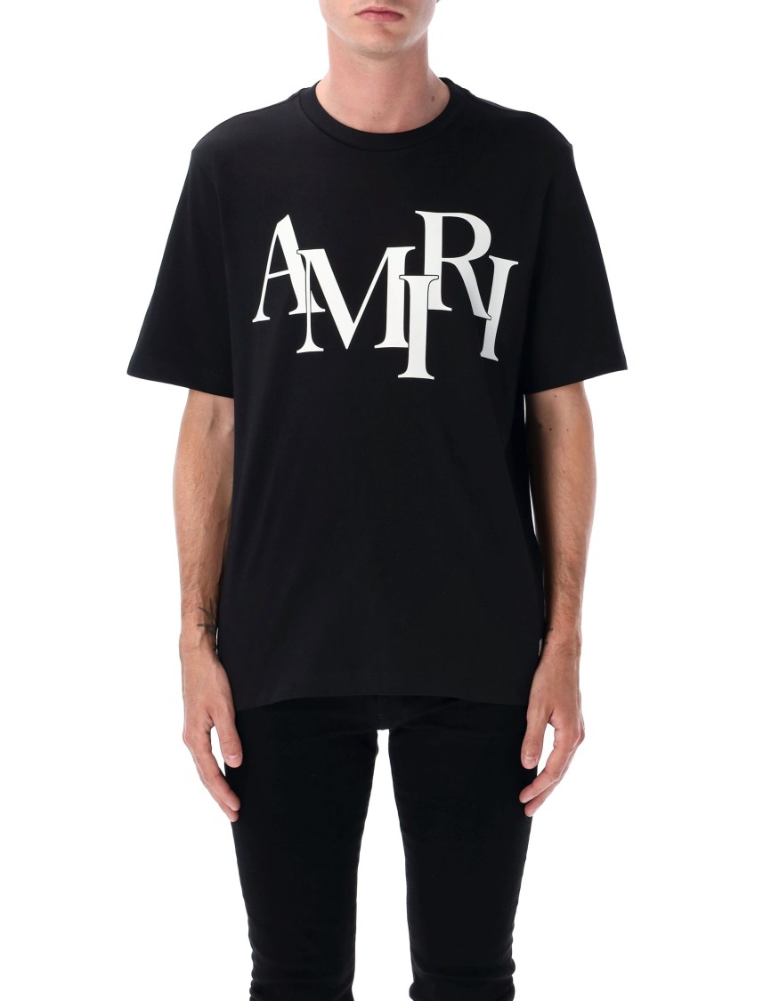 Amiri Cotton T-shirt With Front Logo Print In Black