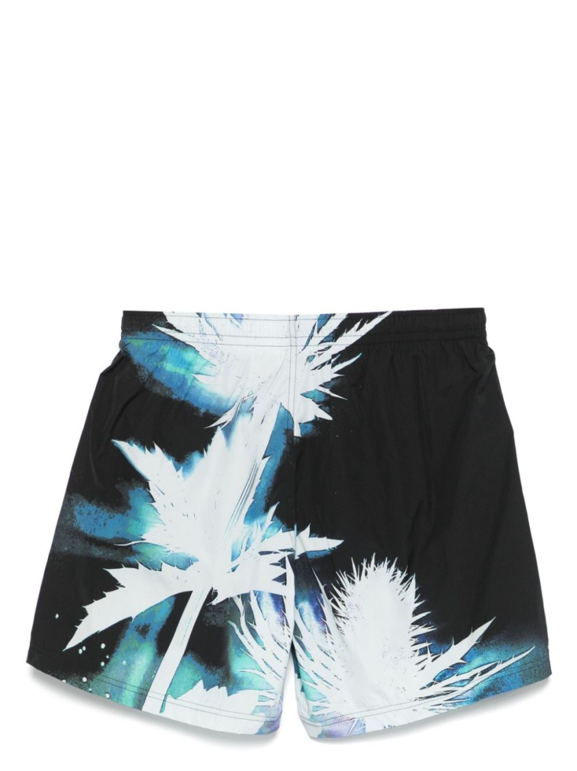 Shop Alexander Mcqueen Black/blue Swim Shorts