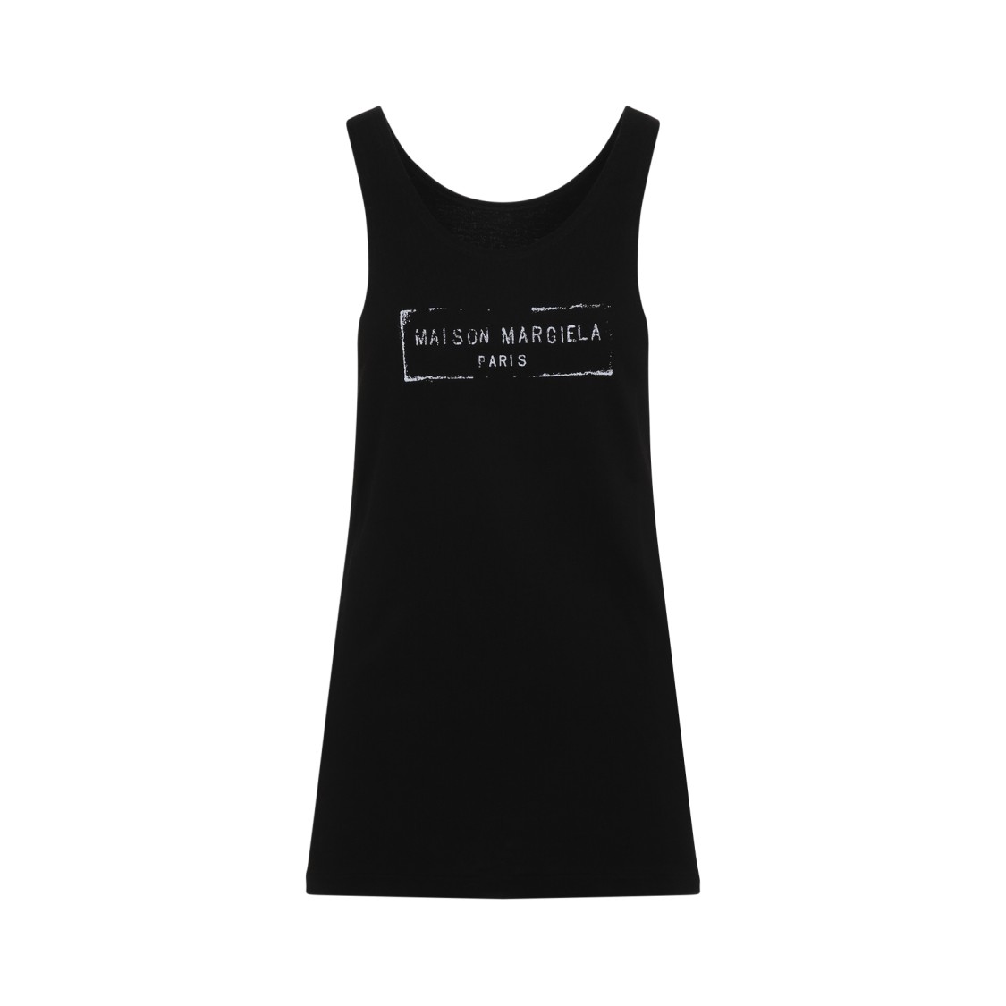 Maison Margiela Logo Stamp Tank Top In Black