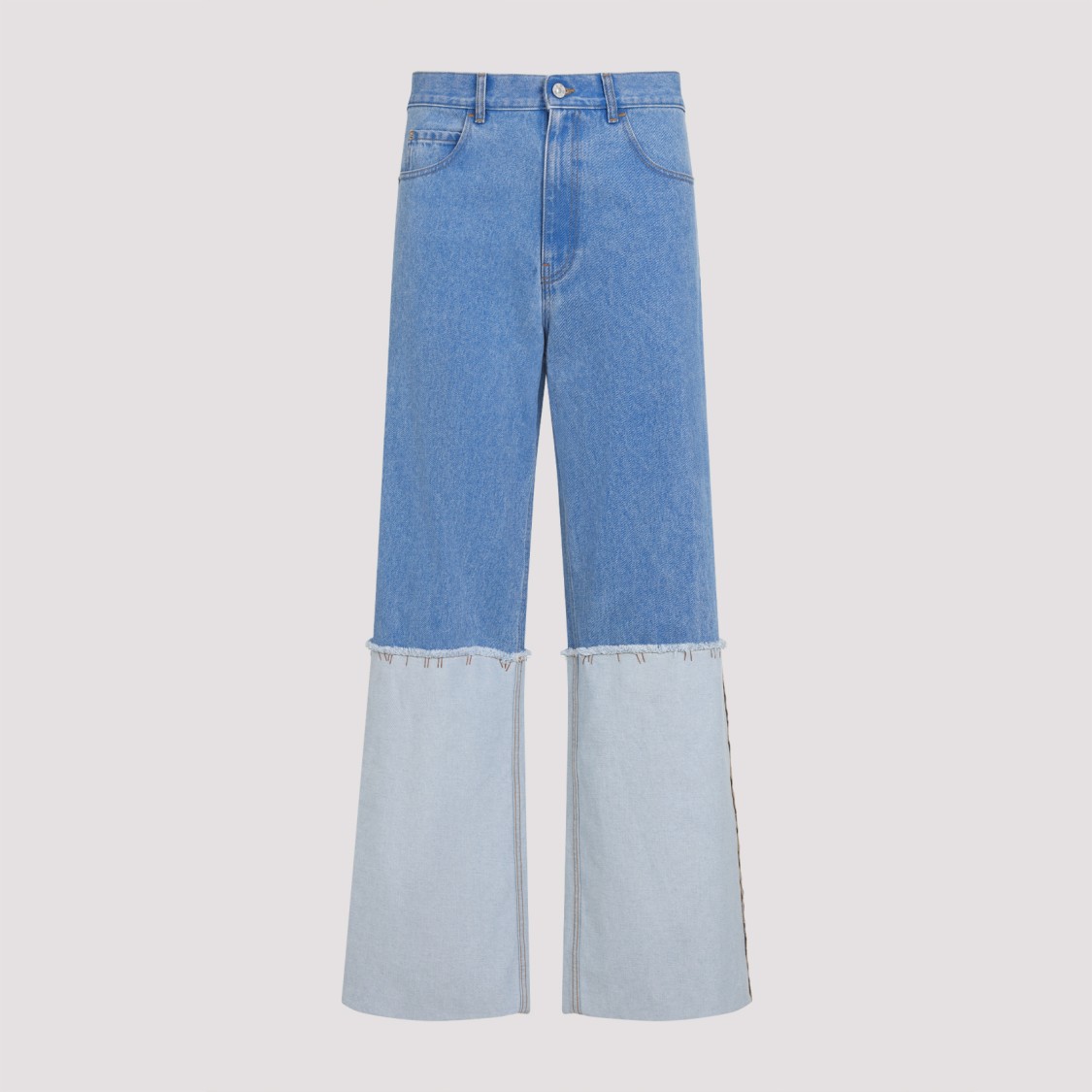 Marni Wide Leg Blue Jeans With High Turn-up In Blue