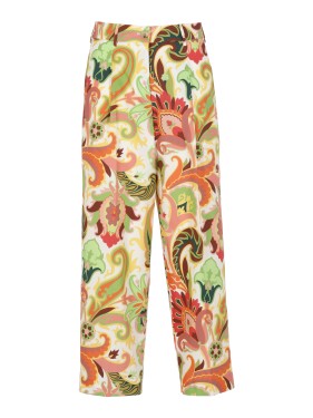 Etro Blue Cotton Straight Trousers With Buttons | THE LIST