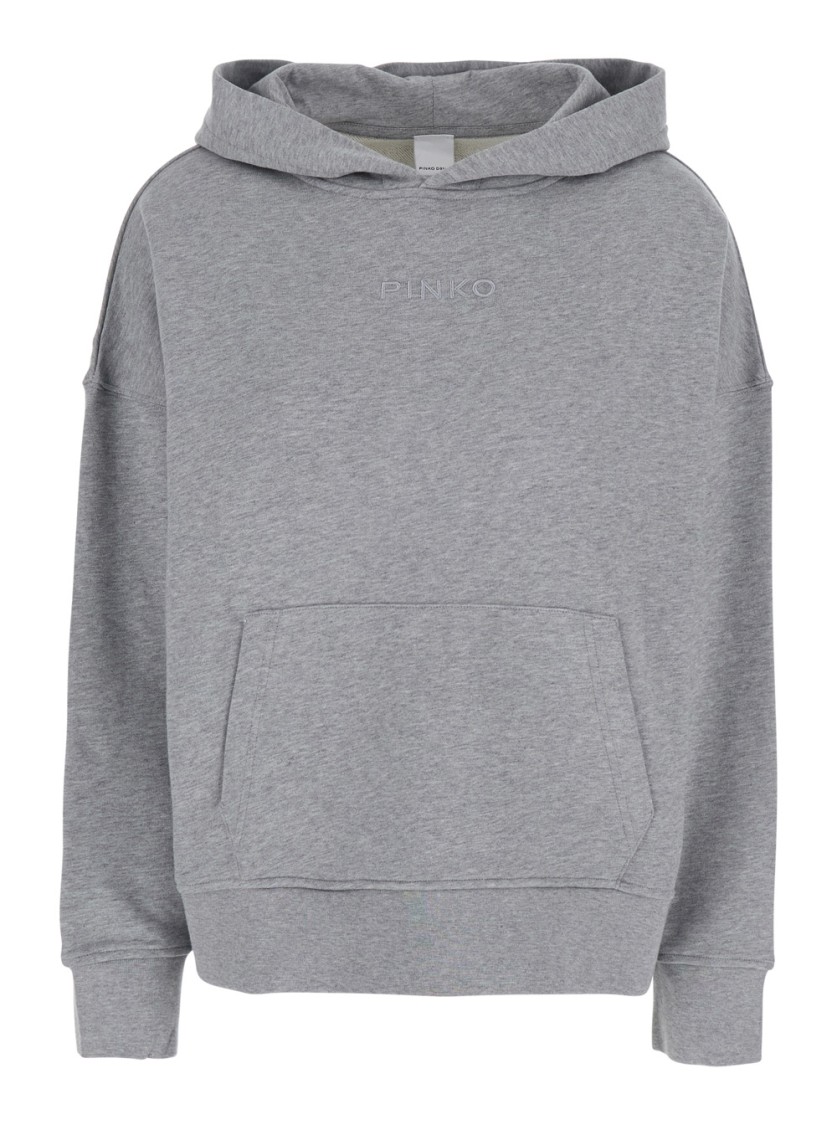 Pinko Grey Sweatshirt With Logo Embroidered On The Front In Cotton Woman