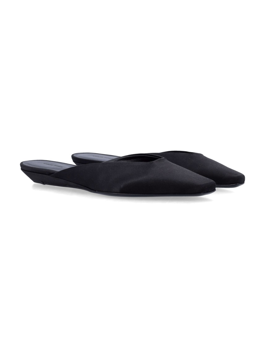 Shop Loulou Studio Pointed Toe Mules With Angled Heel In Black