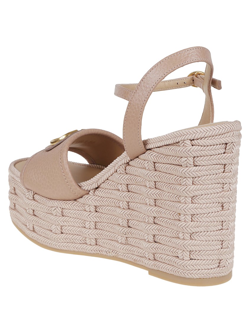 Shop Valentino Garavani Moose-print Calfskin Wedge Espadrillas