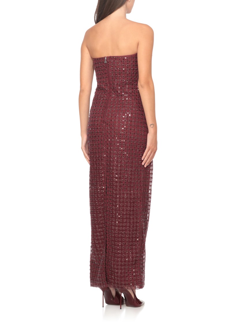 Rotate Birger Christensen Rotate Bordeaux Evening Dress With All-over Paillettes In Burgundy