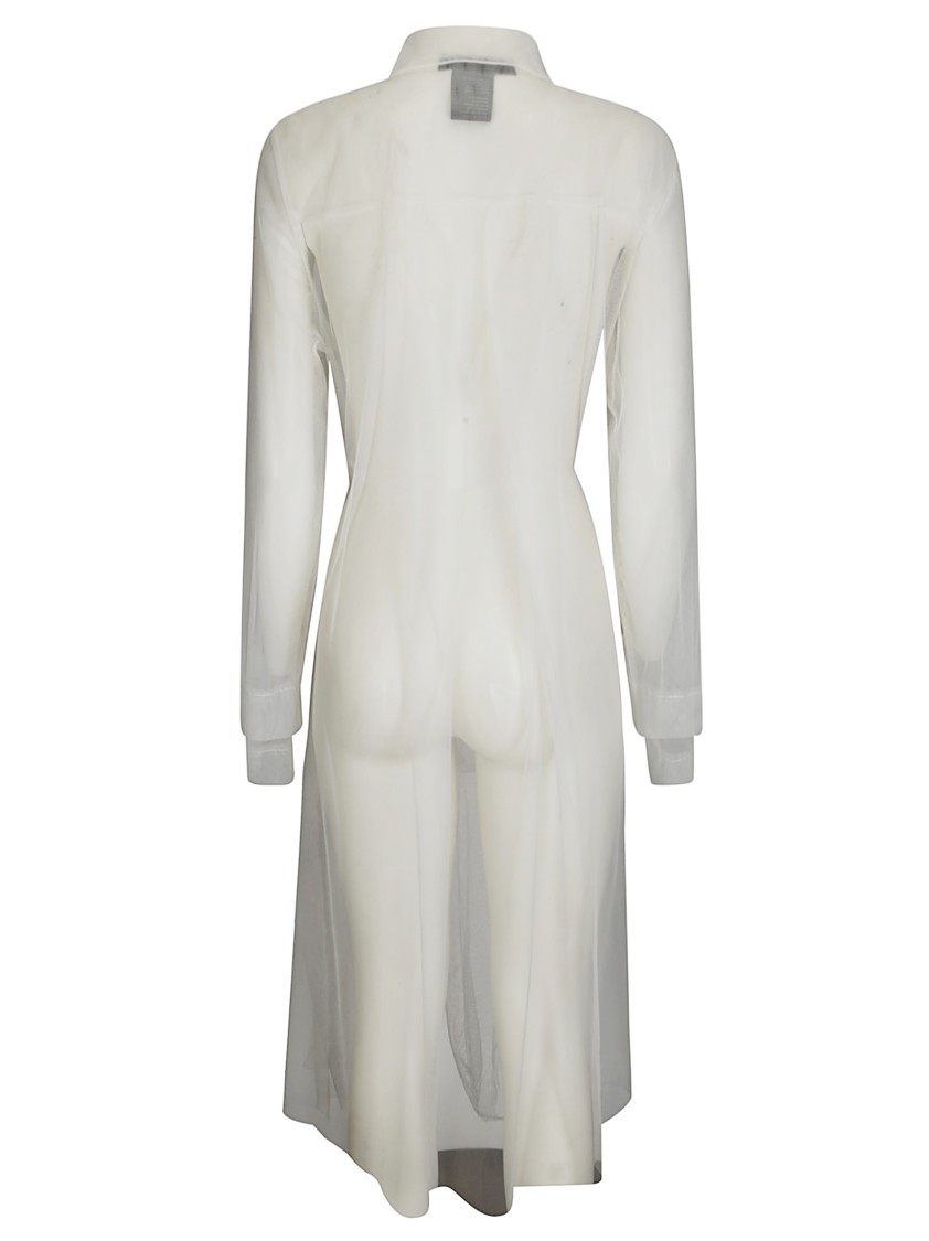 Maria Calderara Long Sleeve Transparent Tulle Trench Coat In White
