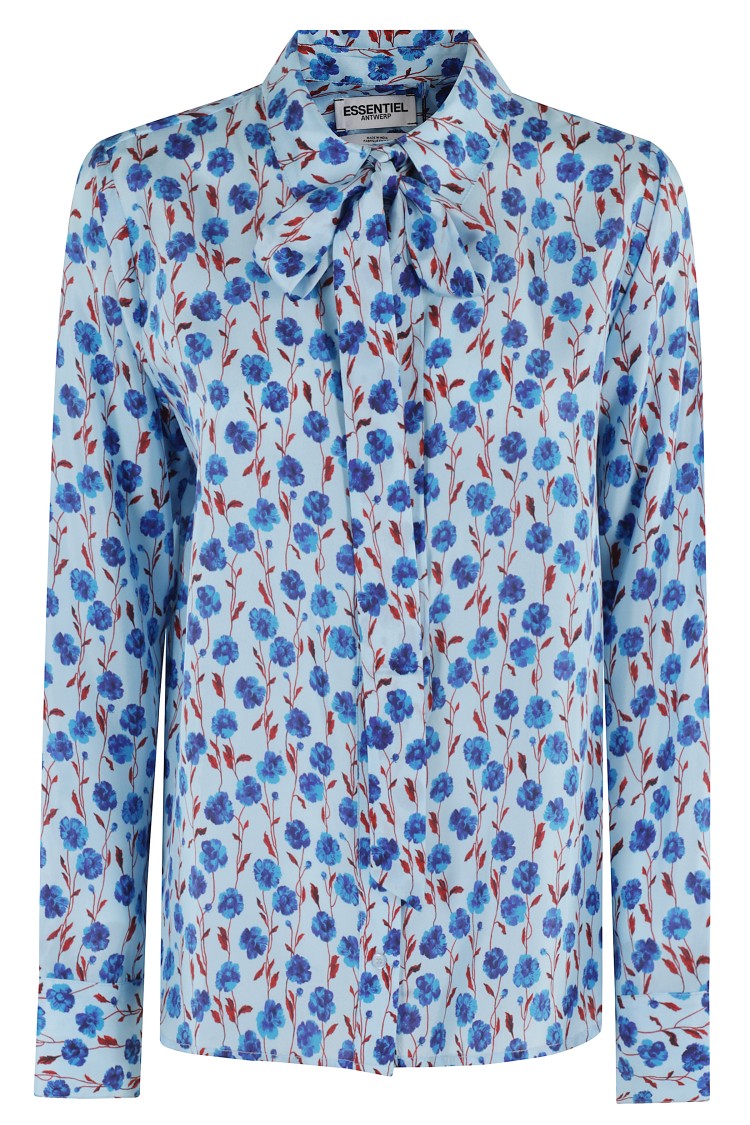 Essentiel Antwerp Delicate Floral Print Fitted Silk Shirt