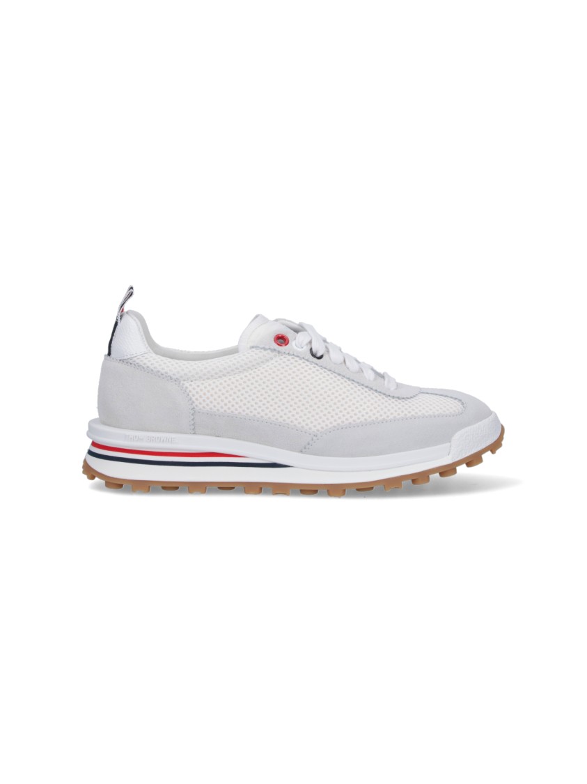 Thom Browne Mesh Low-top Sneakers With Red And Blue In White