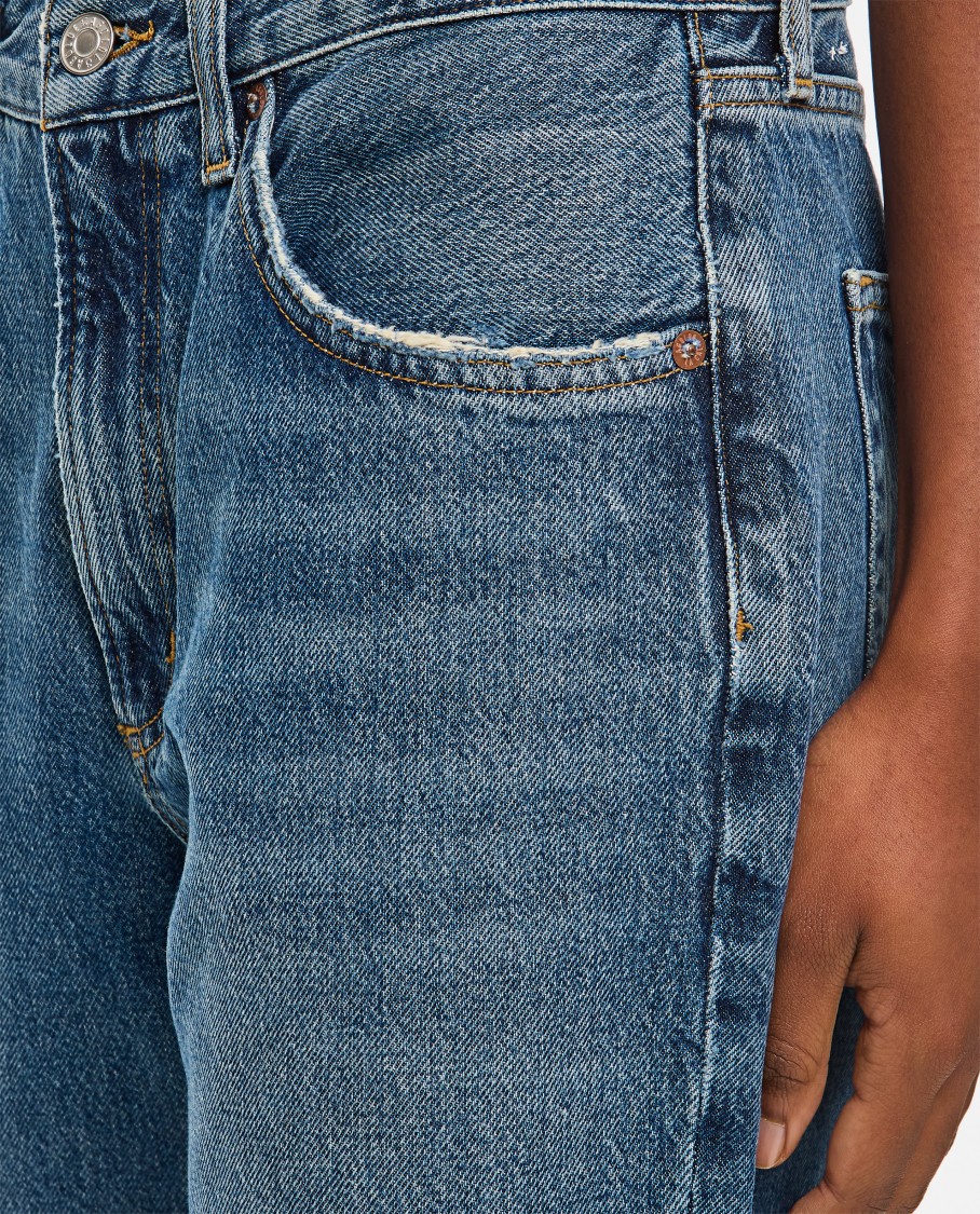Agolde Riley High Rise Straight Crop In Blue