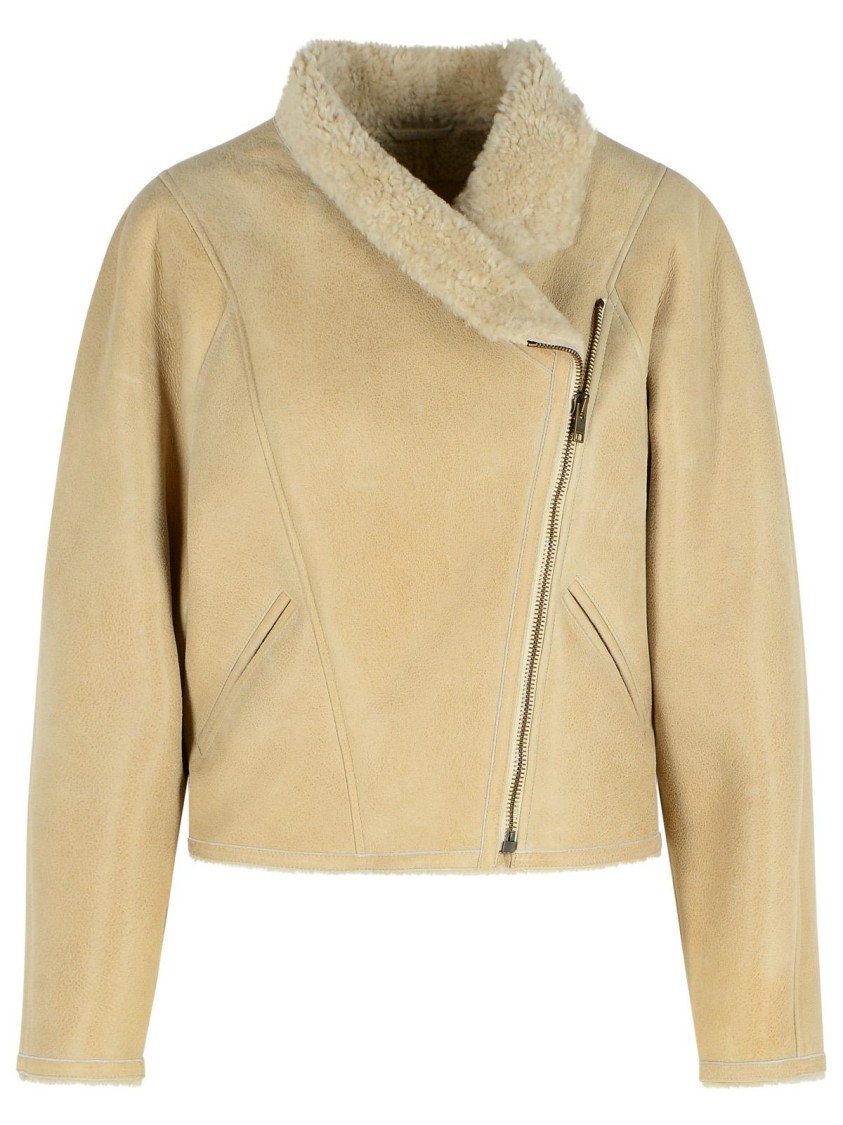 Isabel Marant 'blondine' Shearling Ecru Jacket In Brown