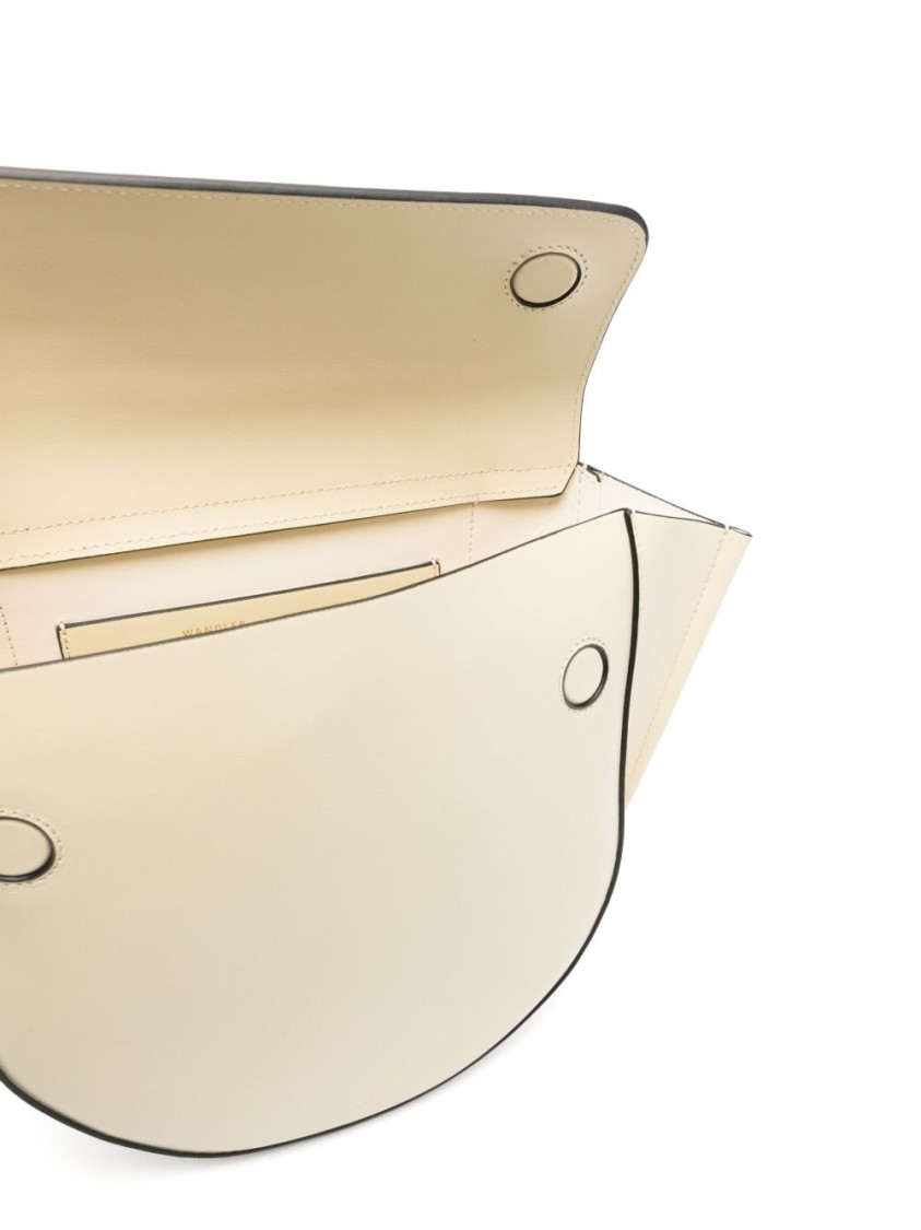 WANDLER WANDLER BEIGE SHOULDER BAG WITH STRUCTURED FLAP