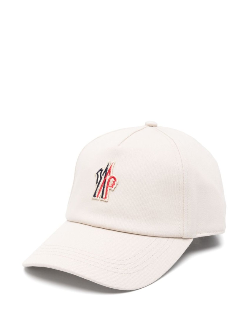 Moncler Grenoble Classic Beige Cap With Embroidered Logo In White