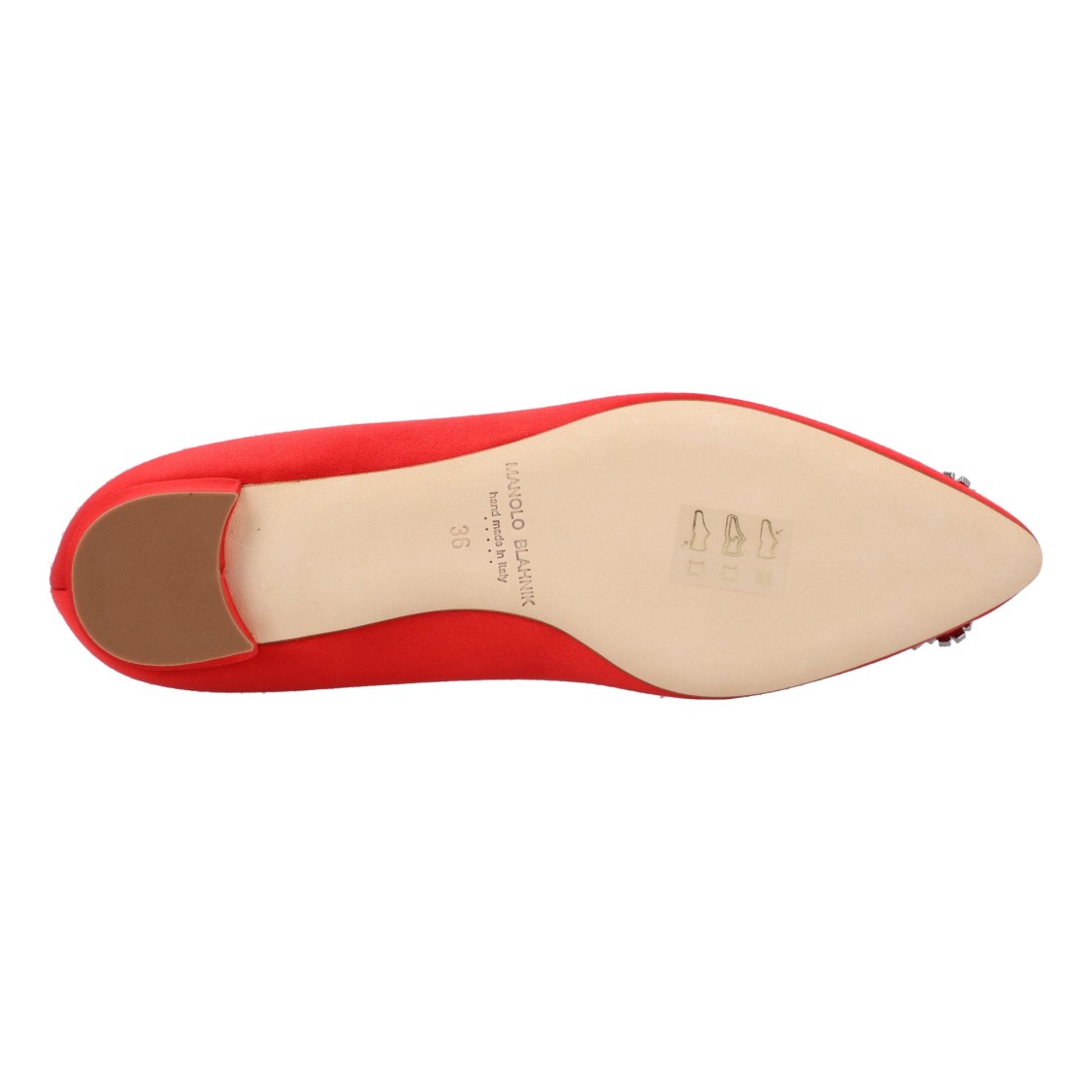 Manolo Blahnik Hangisi Red Satin Flats In Red