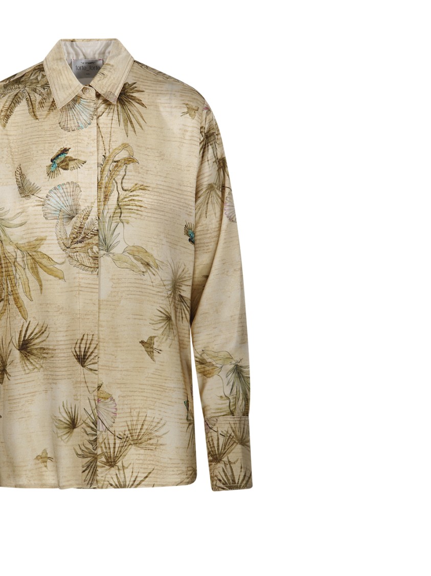 Shop Forte Forte The Sacred Forest Print Envers Satin Shirt In Neutrals