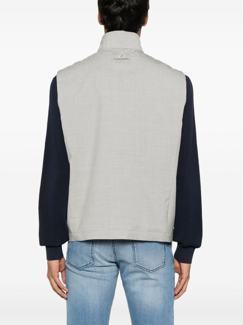 Shop Paul & Shark Light Grey Full Lining Gilet In White