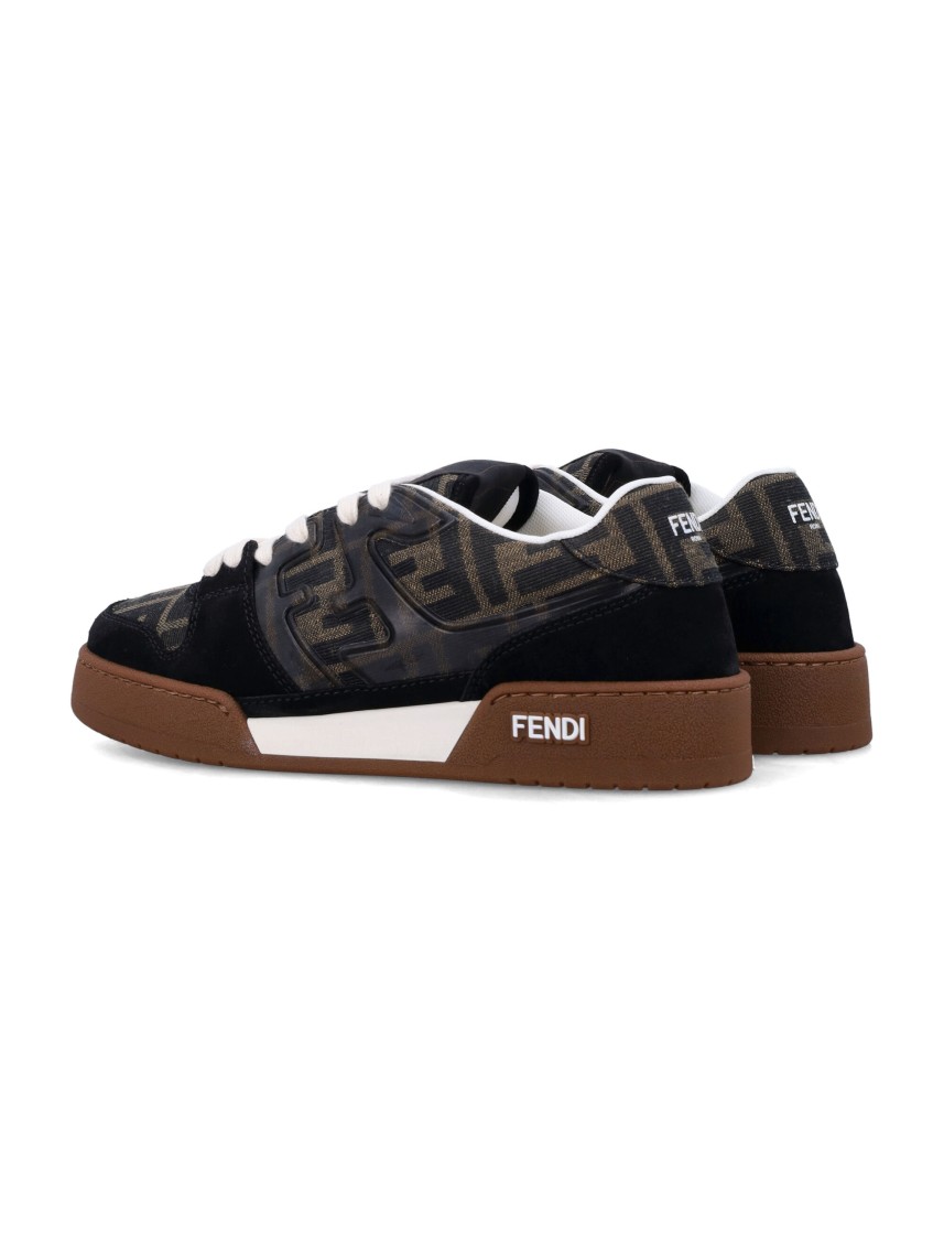 Fendi Match Suede Sneakers With Jacquard Ff Fabric Inserts
