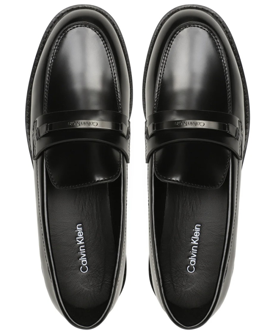 Calvin Klein Logo Detail Loafers In Black