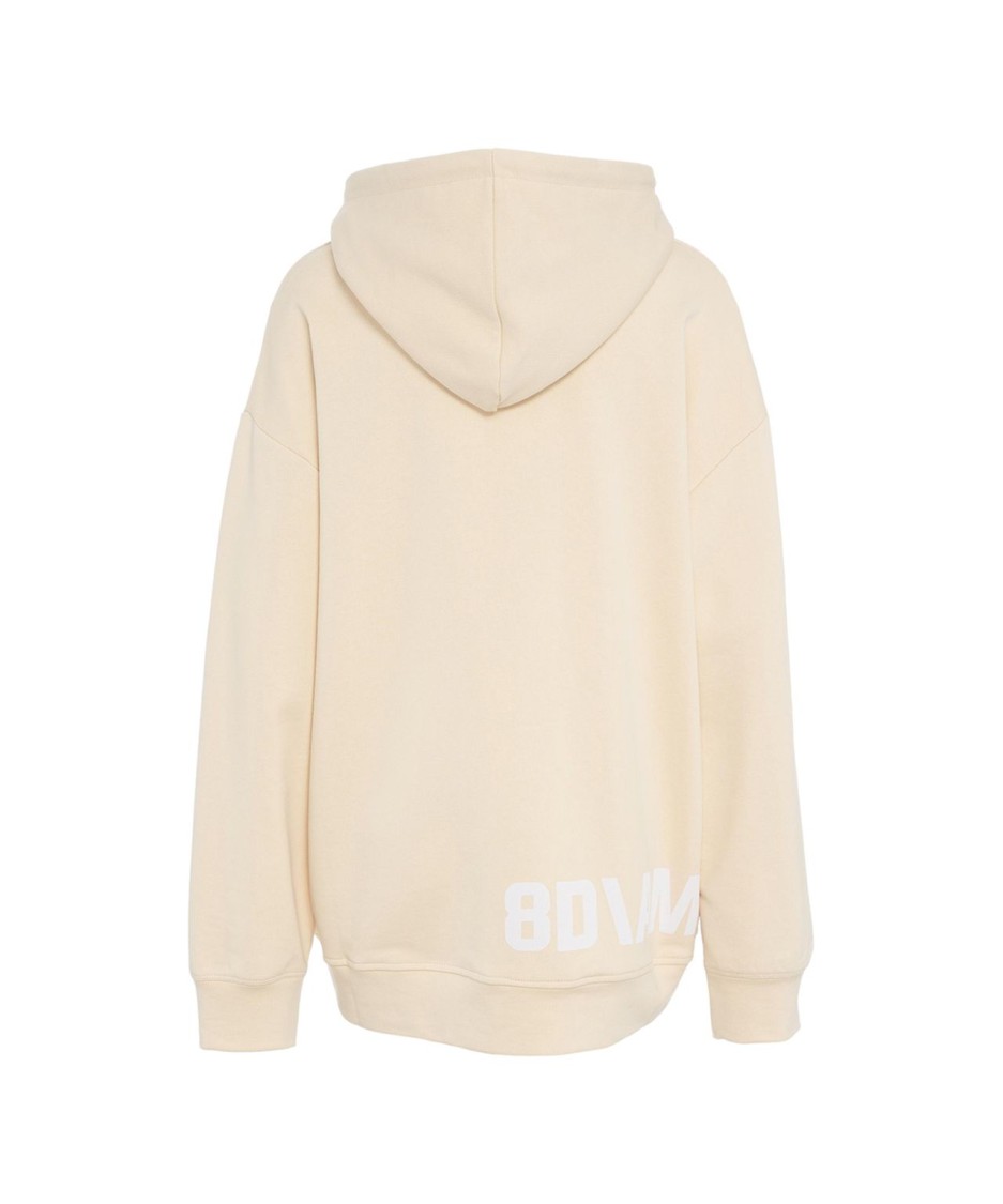 Ottod'ame Oversized Beige Hoodie With Zip Closure In Neutrals