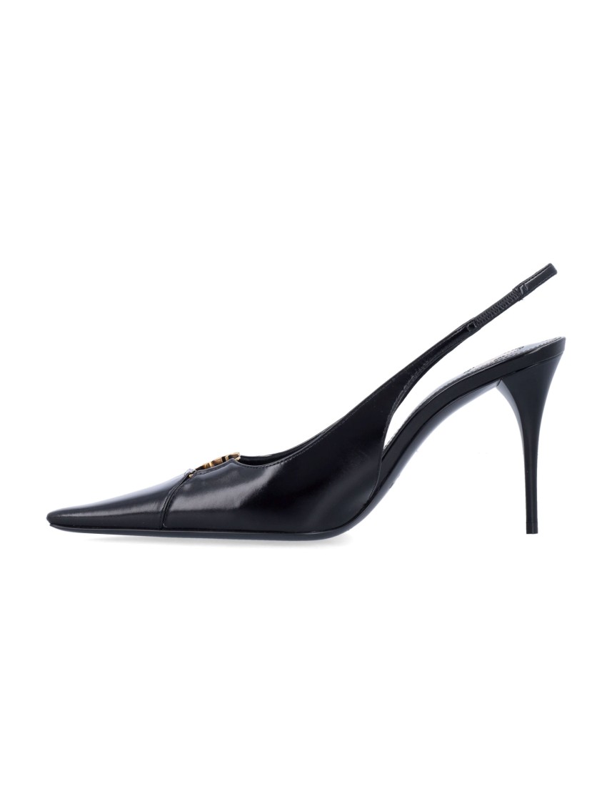 Saint Laurent Babylone Breteuil Slingback Pumps In Smooth Leather In Black