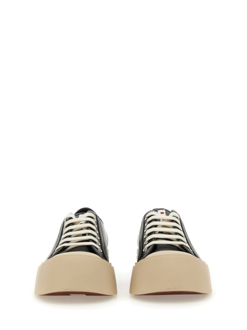 Shop Marni Black Calf Leather Sneakers