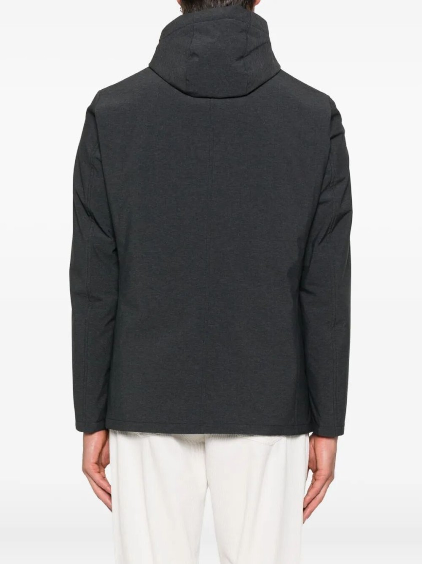 Herno Tailored Black Jacket With Detachable Hood In Black