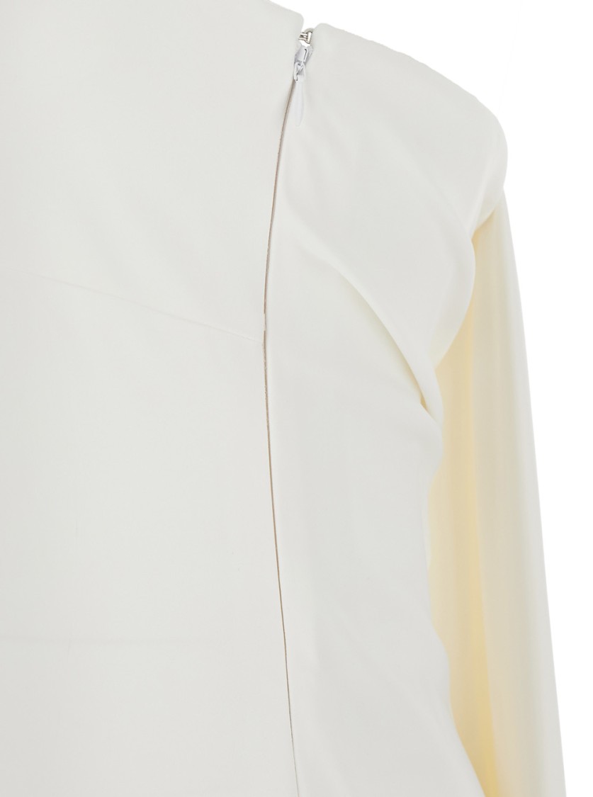 Jacquemus 'le Robe Bustier' White Off-shoulder Long Dress With Folded Train On The Rear In Viscose Stretch Wom