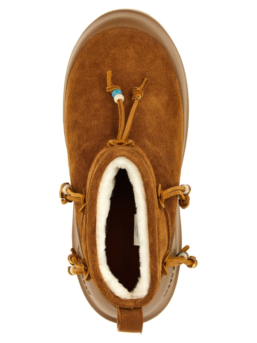 Moon Boot Luna Low Suede Beads Boots And Ankle Boots In Brown