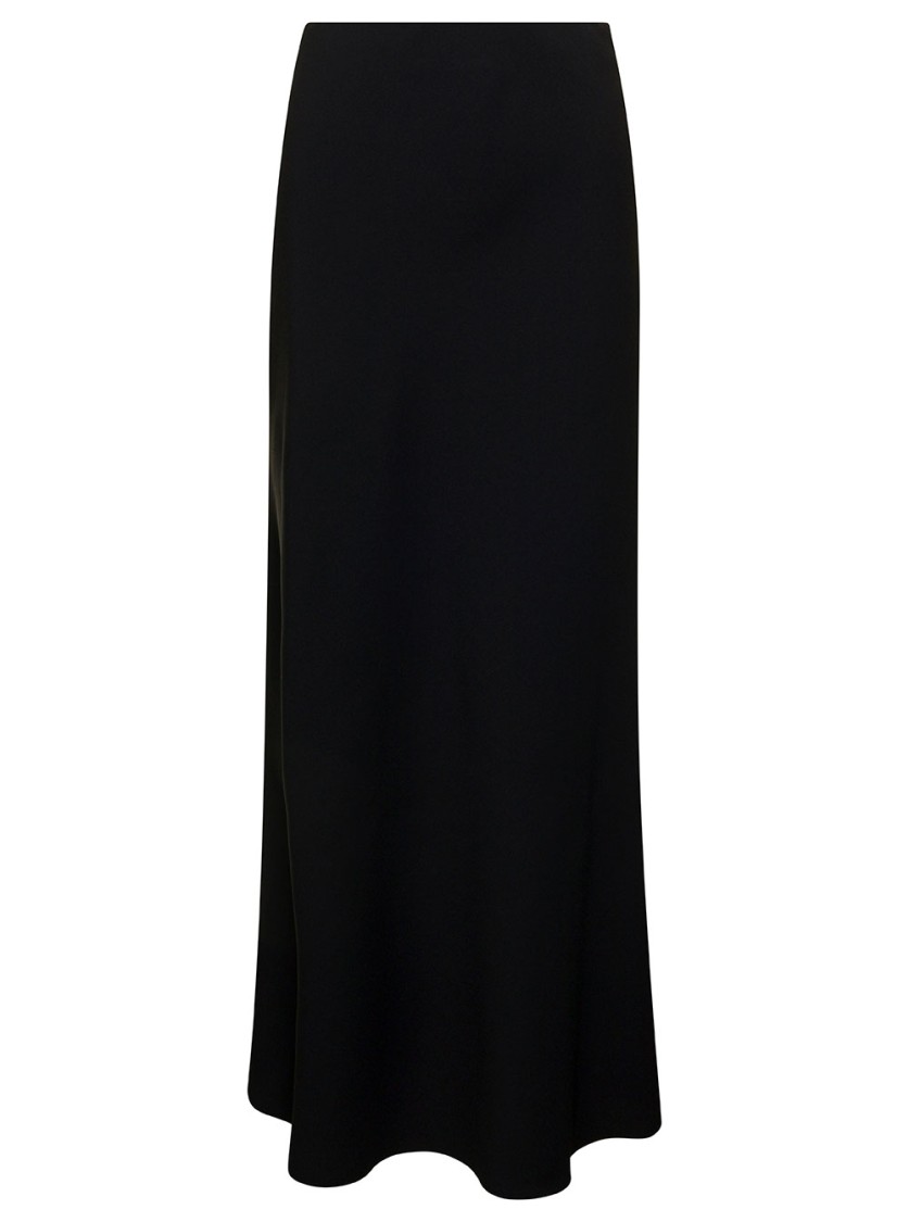 Plain Black 'midi' Skirt With Volant Detail At The End In Black