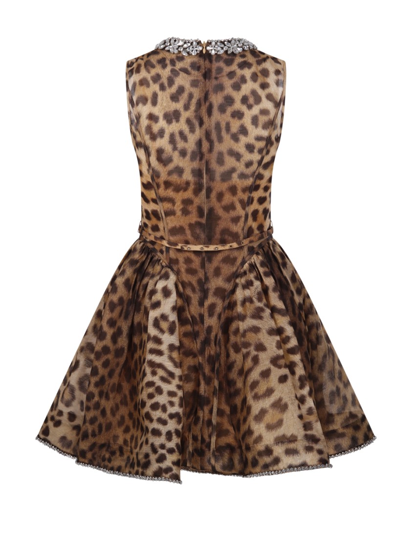 Shop Zimmermann Crush Panelled Mini Dress In Brown